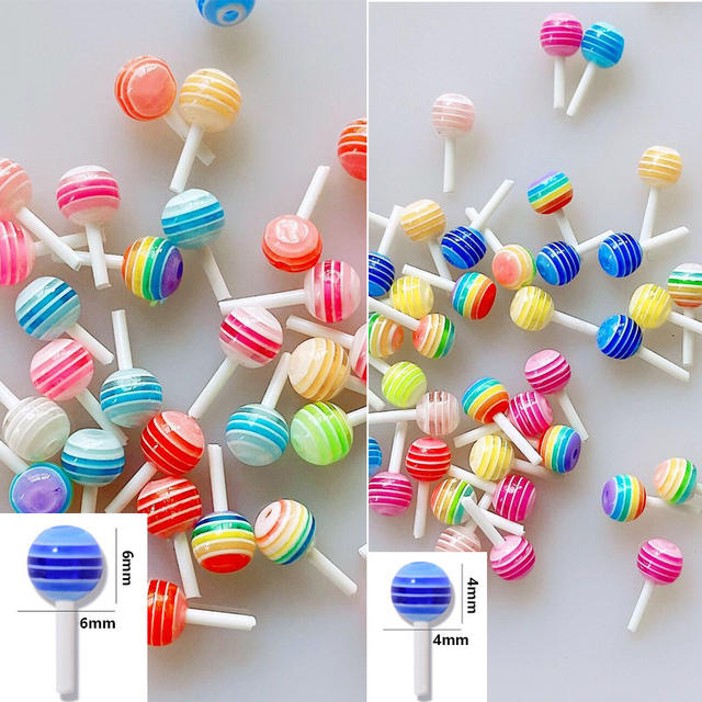 Nail Art Candy Decoration Mini Color Stripe Lollipop Nail Sticker Jewelry Handmade DIY Material Accessories detail 5