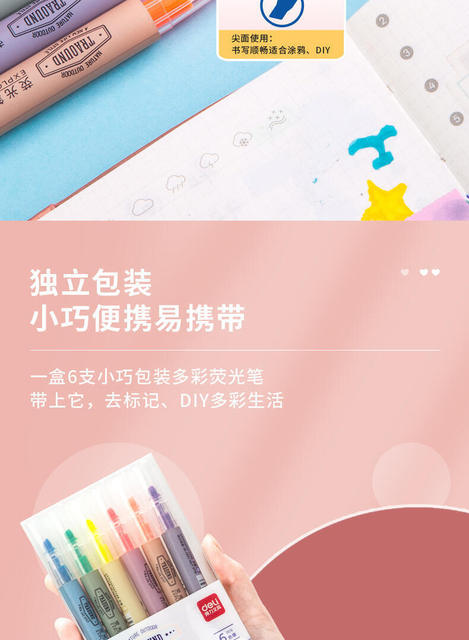 Deli S731 Highlighter Key Pen Marking Pen Student Supplies Hand Account Marking Color Pen Stationery Marking Pen detail 6