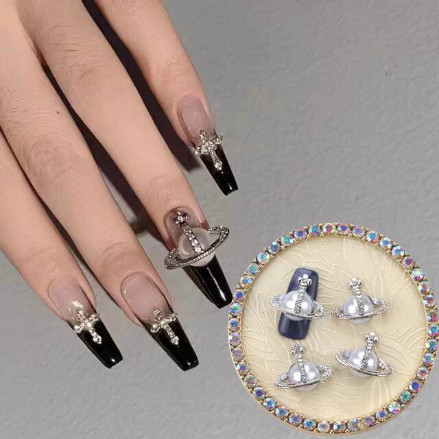 Nail Art Accessories in the Same Style as Empress Dowager Cixi: Saturn Pearl Cross Plated Nail Pearl Rhinestone Nail Art Accessories Hot-Selling Item detail 9