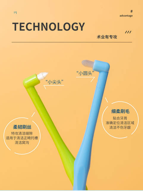Two-piece combination orthodontic toothbrush single bundle brush correction teeth medical oral dental small pointed pet tooth gap brush detail 5
