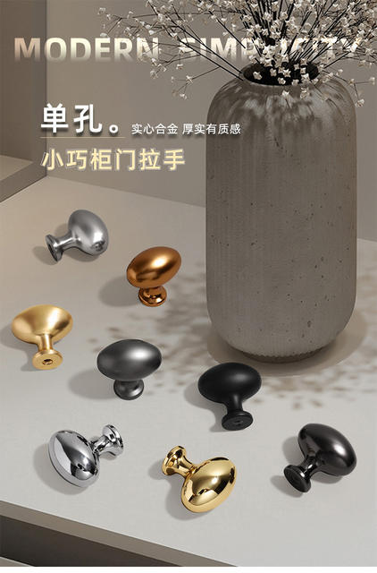 Cabinet door handle pigeon egg Oval single hole handle modern simple golden black cabinet wardrobe furniture accessories detail 1