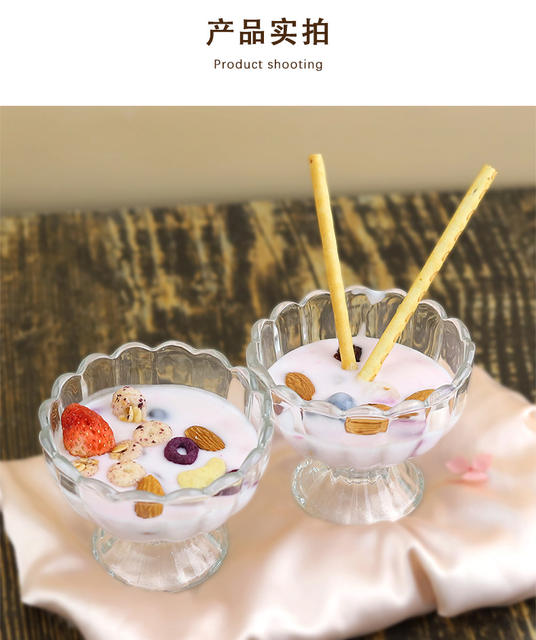 Wholesale Dessert Juice Glass Milkshake Cup Candle Holder Glass Cup Ice Cream Cup Ice Cream Bowl Salad Bowl Cold Drink detail 10