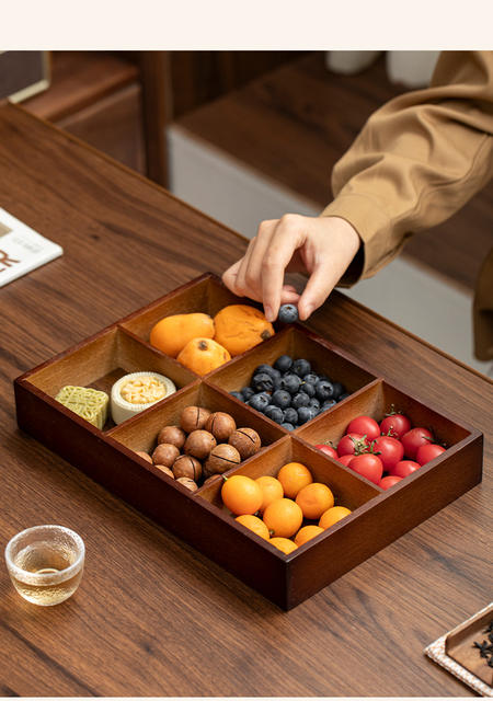 New Household Nut Pastry Storage Tray Tea Snack Tray Tea Brewing Snack Platter Snack Fruit Tray Storage Grid detail 3