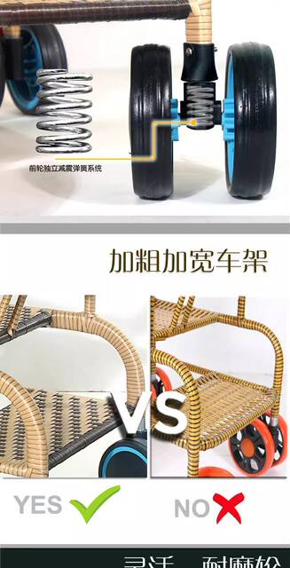 Bamboo and Rattan Baby Stroller Summer Rattan Chair Imitation Rattan Folding Stroller Bamboo Lightweight Rattan Children's Baby Stroller detail 7