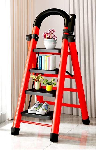 Ladder Household Foldableing Ladder Thickened Carbon Steel Herringbone Ladder Mobile Staircase Telescopic Ladder Step Ladder Multi-Functional Indoor Ladder detail 12