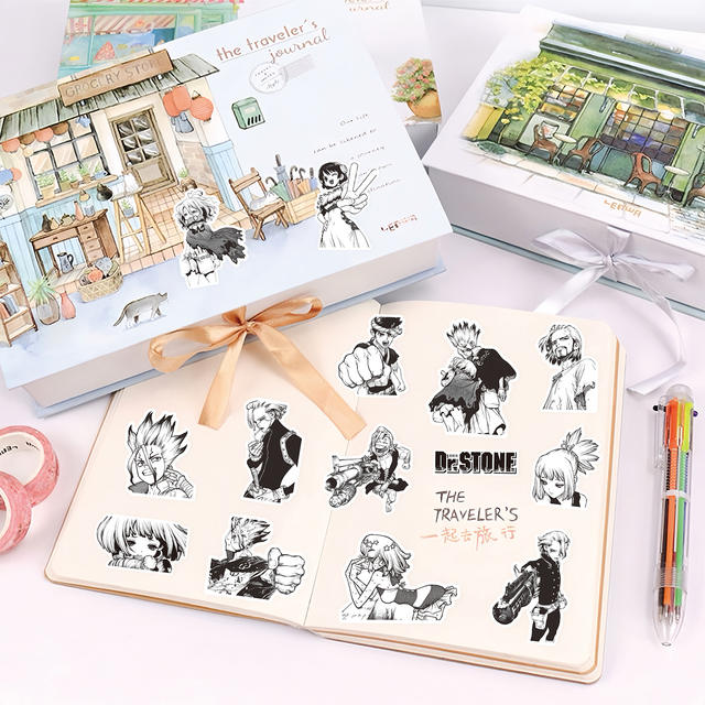 Japanese Anime Ishigami Era Stickers Ishigami Chisato Amber Stanley Genron Water Peripheral Diary Notebook DIY Set detail 6