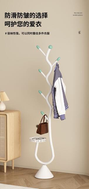 Floor-Standing Clothes Rack for Home Use in Living Room and Bedroom, Light Luxury Entryway Coat Rack, Simple Cream-Style Bag Rack detail 5