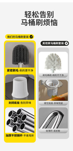 Toilet Brush Set Bathroom Decontamination Cleaning Brush Bathroom Cleaning Supplies Toilet Brush with Base Brush detail 8