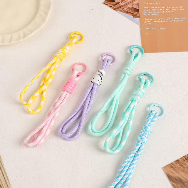 Cute Dopamine Short Phone Lanyard from Xiaohongshu, Dopamine Colorful Rope Keychain Lanyard Accessory detail 9