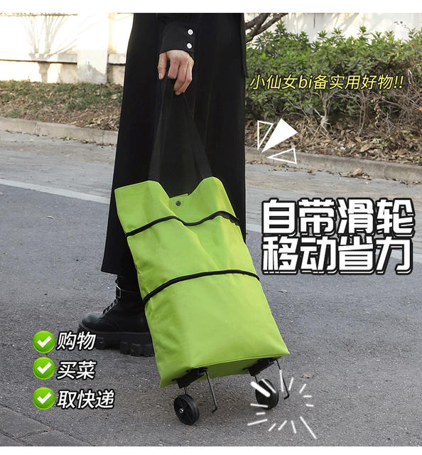 Portable Grocery Shopping Cart, Foldable Shopping Trolley, Lightweight Wheeled Cart for Home Use, Parcel Delivery Handcart, Small Trailer detail 5
