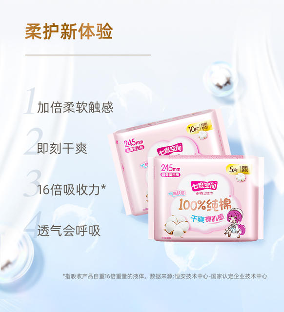 Seven Dimensions Sanitary Napkins, Pure Cotton, Day and Night Use, Menstrual Pads, Mini Pads, Sleep Pants, Wholesale by the Box, Genuine Product detail 6