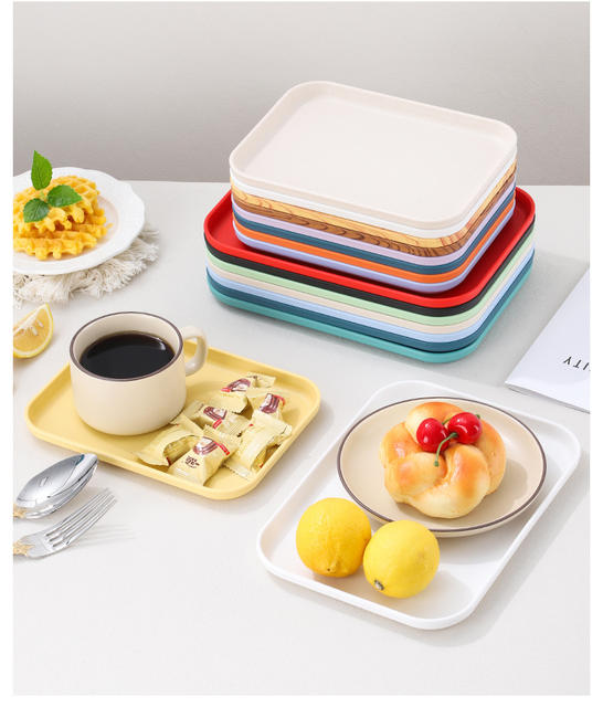 Cross-Border Rectangular Plastic Tray for Home Use, Hotel, Restaurant Serving Tray, Restaurant Tray, Bakery Storage Tray detail 8