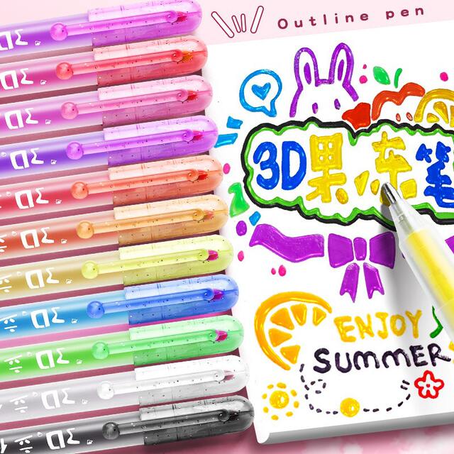 Jelly pen 3d three-dimensional hand account pen students use net red color hand account special pen to mark strokes key highlighter detail 10
