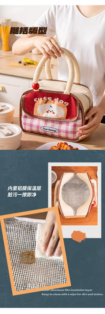 Lunch Bag Lunch Box Double-Layer Tote Bag Office Worker Lunch Bag Breakfast Insulated Lunch Box Lunch Bag Thickeneded Aluminum Foil detail 12