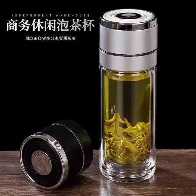 One-Touch Open Lid Car Cup, High Borosilicate Glass Cup, Shatter-Resistant Double-Layer Glass Cup, Quick-Open Men's Tea Cup detail 6