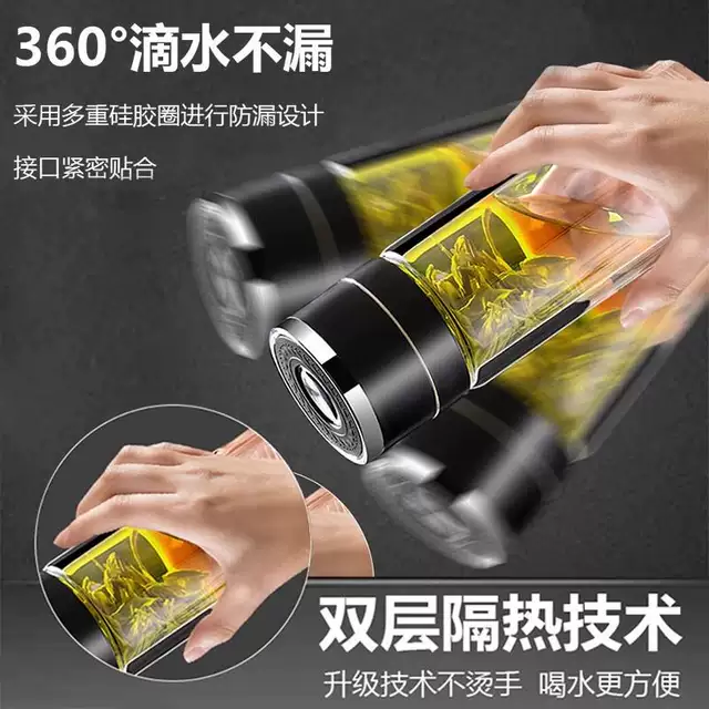 One-Touch Open Lid Car Cup, High Borosilicate Glass Cup, Shatter-Resistant Double-Layer Glass Cup, Quick-Open Men's Tea Cup detail 3