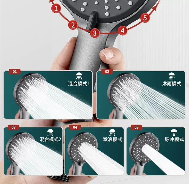 Supercharged Shower Head Set for Home Bathroom Use, High-Pressure Showerhead with Large Water Flow detail 10