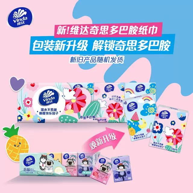 Vinda Handkerchief Paper Tissue Small Package Portable Carry-On Student Affordable Napkin Facial Tissue Toilet Paper My Emperor detail 1