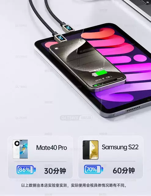 120W Super Fast Charging Data Cable Type_C with Smart Digital Display Suitable for Huawei and Apple 17/16 Charging Cable detail 7