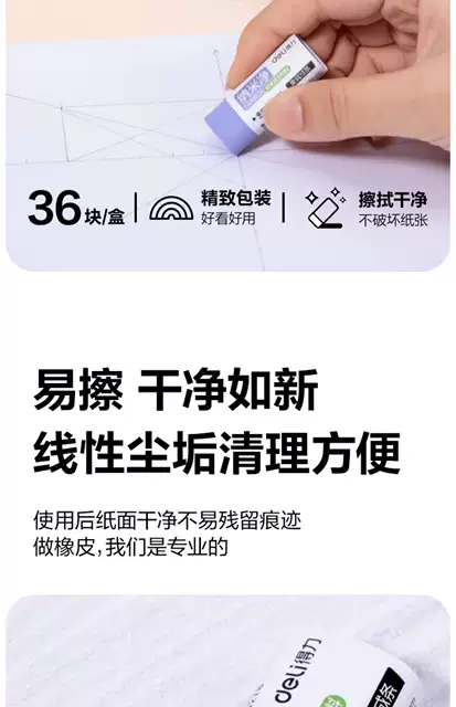 Deli Nano Clean Eraser Vp194 Primary School Students Use Chip-Free Ultra-Clean Pencil Eraser for Kindergarten detail 9