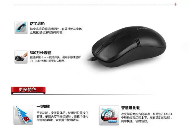 (A4Tech) Wm-100 Wired Mouse Office Mouse USB Mouse Laptop Mouse detail 2