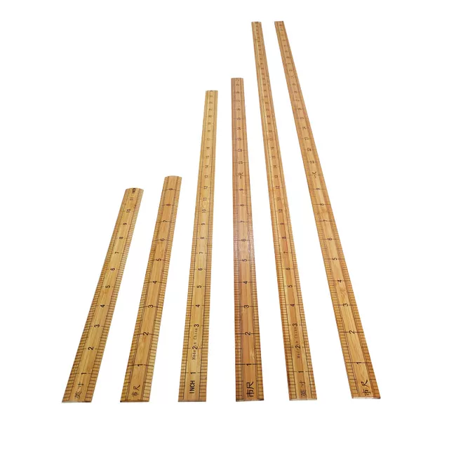 Bamboo Ruler, Straight Ruler, Clothing Measuring Ruler, Wooden Ruler, Teaching Ruler, 1.0m Bamboo Rulers, Tailor's Ruler for Measuring Fabric, Inches, 33cm Wooden Rulers detail 6