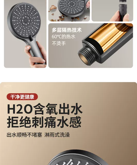 Supercharged Shower Head Set for Home Bathroom Use, High-Pressure Showerhead with Large Water Flow detail 4