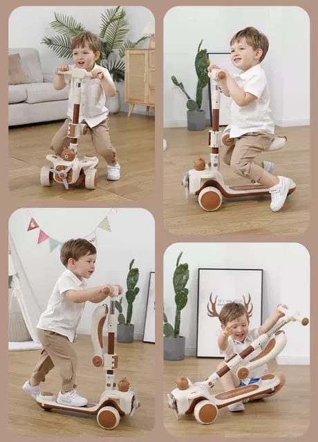 Scooter for Children Aged 1 to 3 Years, Suitable for Girls and Boys, Can Be Used for Sitting and Riding, Three-In-One Pedal Scooter detail 4