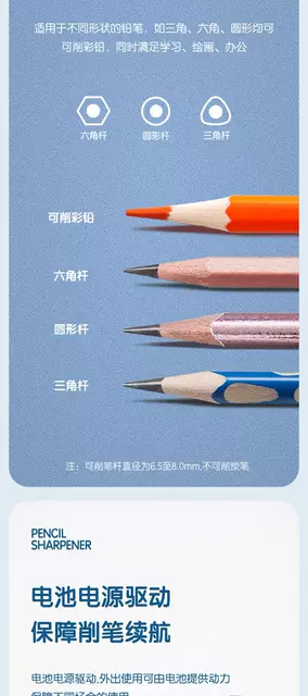 Deli automatic pencil sharpener electric pencil sharpener for primary school children's cute small pencil sharpener detail 5