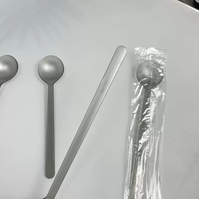Disposable Spoon Extended Milk Tea Shop Commercial Ancient Tea Same Style Frosted Round Full Spoon Plastic Burning Grass Jelly Spoon Long Handle Spoon detail 5