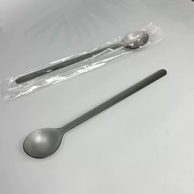 Disposable Spoon Extended Milk Tea Shop Commercial Ancient Tea Same Style Frosted Round Full Spoon Plastic Burning Grass Jelly Spoon Long Handle Spoon detail 8