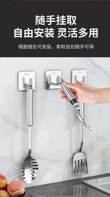 Stainless Steel Hook, No Punching, Strong Load-Bearing Adhesive Door Hanging Clothes Hook, Living Room Kitchen Dormitory Wall Hook detail 8