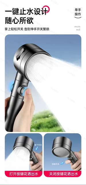 Supercharged Shower Head with Powerful Pressure and Large Water Flow for Home Bathroom Shower, Integrated Hose and Showerhead, a Bathing Essential detail 9