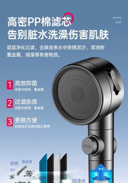 Supercharged Shower Head with Powerful Pressure and Large Water Flow for Home Bathroom Shower, Integrated Hose and Showerhead, a Bathing Essential detail 10
