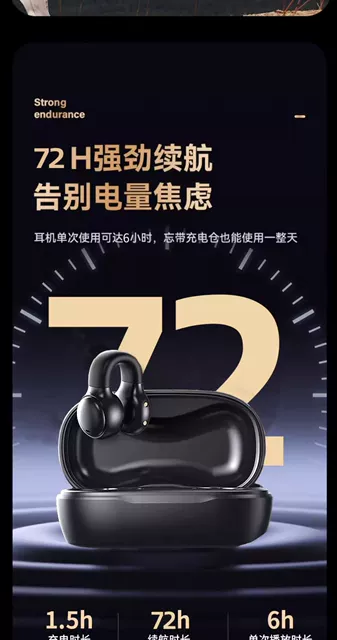 Clip-On Bluetooth Earphones New Model 2026 Wireless Air Conduction Ultra-Long Battery Life Large Battery Noise-Cancelling Wireless Earphones detail 12