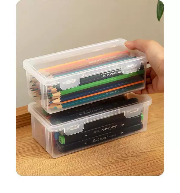 Large-Capacity Pencil Box, Transparent Stationery Box, Pen Holder, Colored Lead, Kidsren's Crayon Painting Storage Box, Desktop Storage Box detail 7