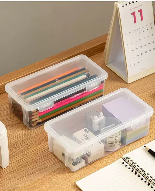Large-Capacity Pencil Box, Transparent Stationery Box, Pen Holder, Colored Lead, Kidsren's Crayon Painting Storage Box, Desktop Storage Box detail 3