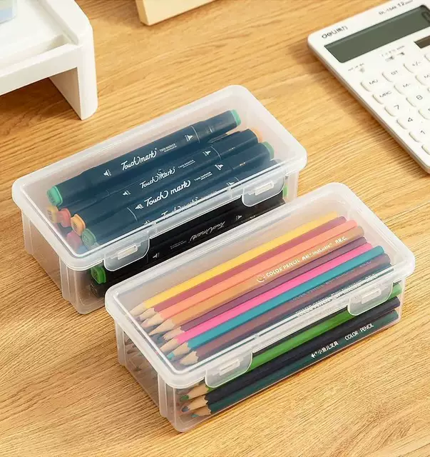 Large-Capacity Pencil Box, Transparent Stationery Box, Pen Holder, Colored Lead, Kidsren's Crayon Painting Storage Box, Desktop Storage Box detail 10