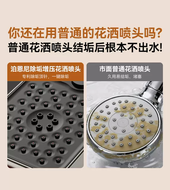 Shower Head with One-Touch Descaling and Self-Cleaning, Household Pressure-Boosting Showerhead, Bathroom Rain Shower, Anti-Clogging Showerhead detail 4
