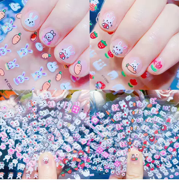 3D Kidsren's Cartoon Bunny Luminous Nail Stickers Princess Baby Waterproof Nail Stickers Little Girl Toy Nail Stickers detail 2