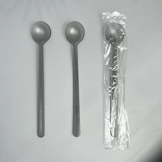 Disposable Spoon Extended Milk Tea Shop Commercial Ancient Tea Same Style Frosted Round Full Spoon Plastic Burning Grass Jelly Spoon Long Handle Spoon detail 12
