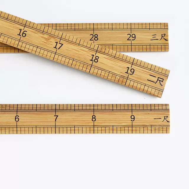 Bamboo Ruler, Straight Ruler, Clothing Measuring Ruler, Wooden Ruler, Teaching Ruler, 1.0m Bamboo Rulers, Tailor's Ruler for Measuring Fabric, Inches, 33cm Wooden Rulers detail 4