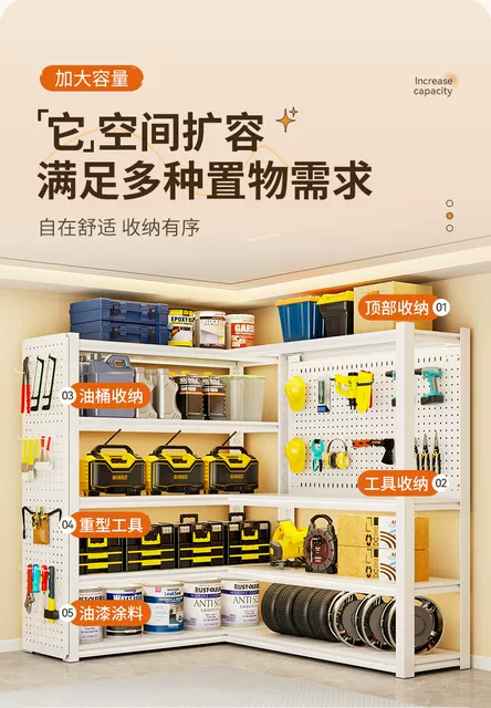 Corner L-Shaped Shelf Storage Rack for Home Use, Multi-Layer Storage Rack, Steel Balcony Right-Angle Sundries Rack, Iron Shelf detail 7