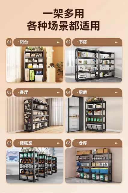 Household Shelves, Multi-Layer Floor-Standing Storage Racks for Supermarkets, Warehouses, Balconies, Storage Rooms, and Storage Units detail 10