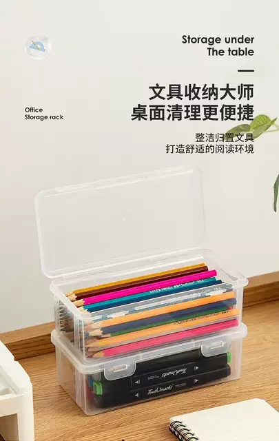 Large-Capacity Pencil Box, Transparent Stationery Box, Pen Holder, Colored Lead, Kidsren's Crayon Painting Storage Box, Desktop Storage Box detail 1