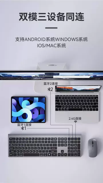 Bluetooth Wireless Ultra-Thin Keyboard and Mouse Set for Laptop, Wireless Keyboard and Mouse for Office Use, Silent Charging detail 6