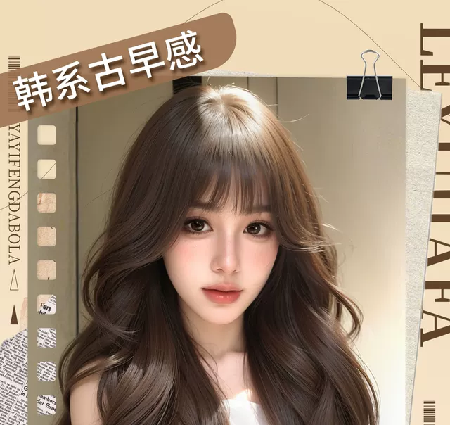 Full Head Wig for Women, Realistic Human Hair, Seamless Front Scalp, Full Bangs, Long Wavy Curly Hair Wig detail 1